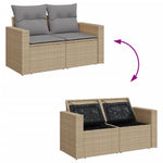 6 részes vegyes bézs polyrattan kerti ülőgarnitúra párnákkal 5