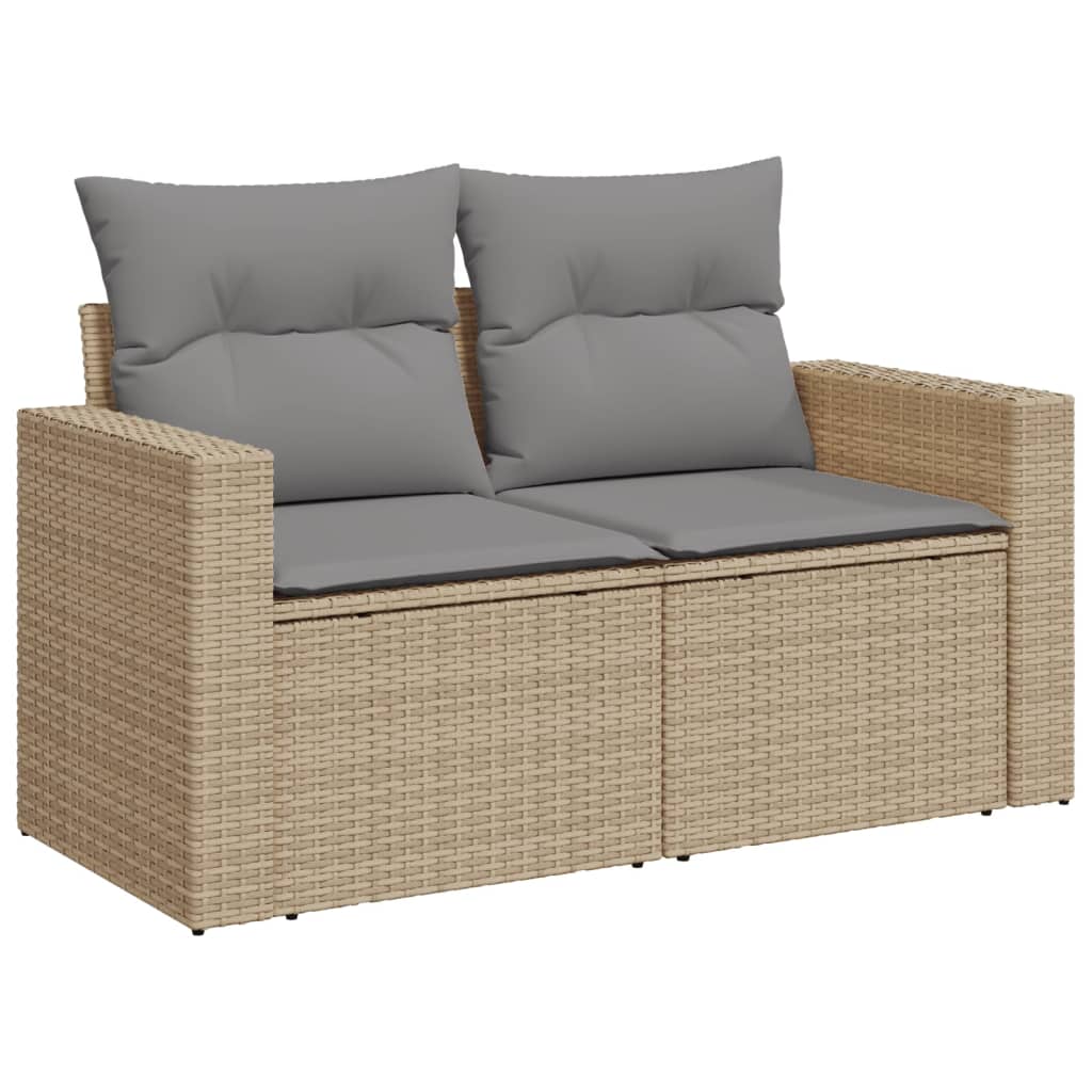 6 részes vegyes bézs polyrattan kerti ülőgarnitúra párnákkal 10