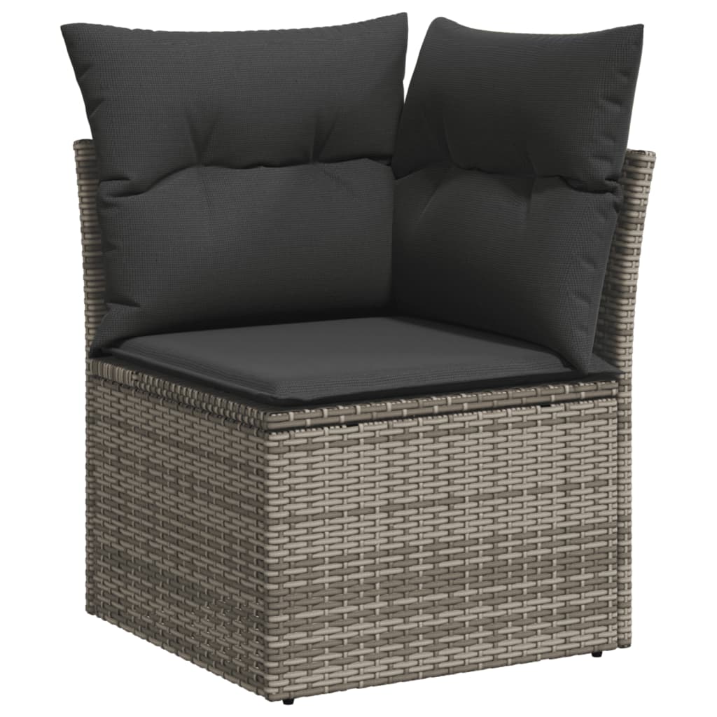 9 részes szürke polyrattan kerti ülőgarnitúra párnákkal 4
