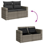 9 részes szürke polyrattan kerti ülőgarnitúra párnákkal 7