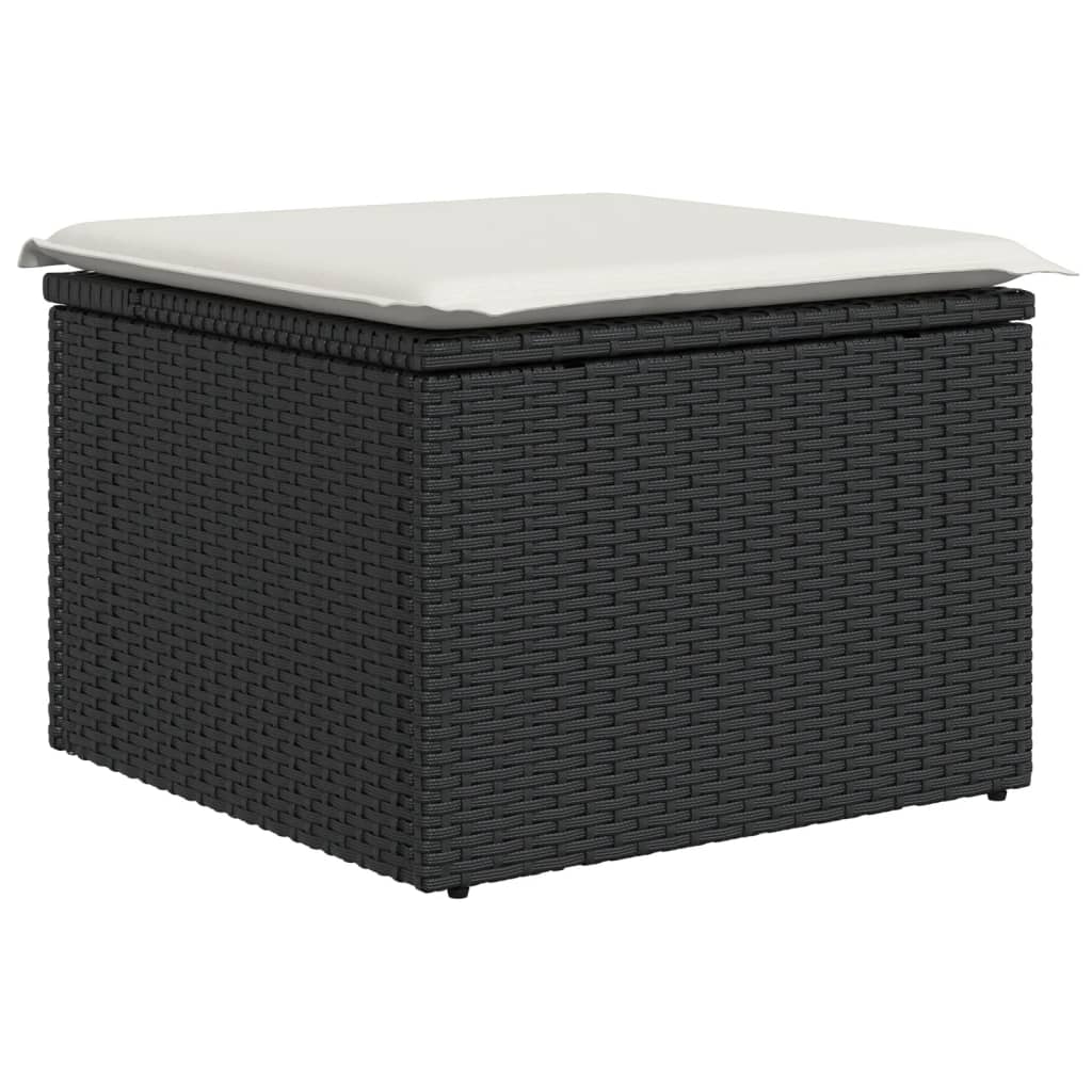 8 részes fekete polyrattan kerti ülőgarnitúra párnákkal 10