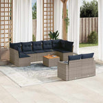 10 részes szürke polyrattan kerti ülőgarnitúra párnával