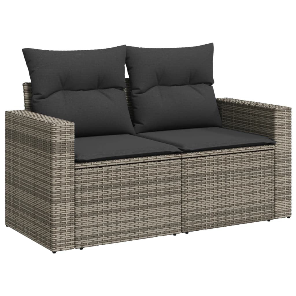 10 részes szürke polyrattan kerti ülőgarnitúra párnákkal 7
