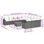 12 részes fekete polyrattan kerti ülőgarnitúra párnákkal 12