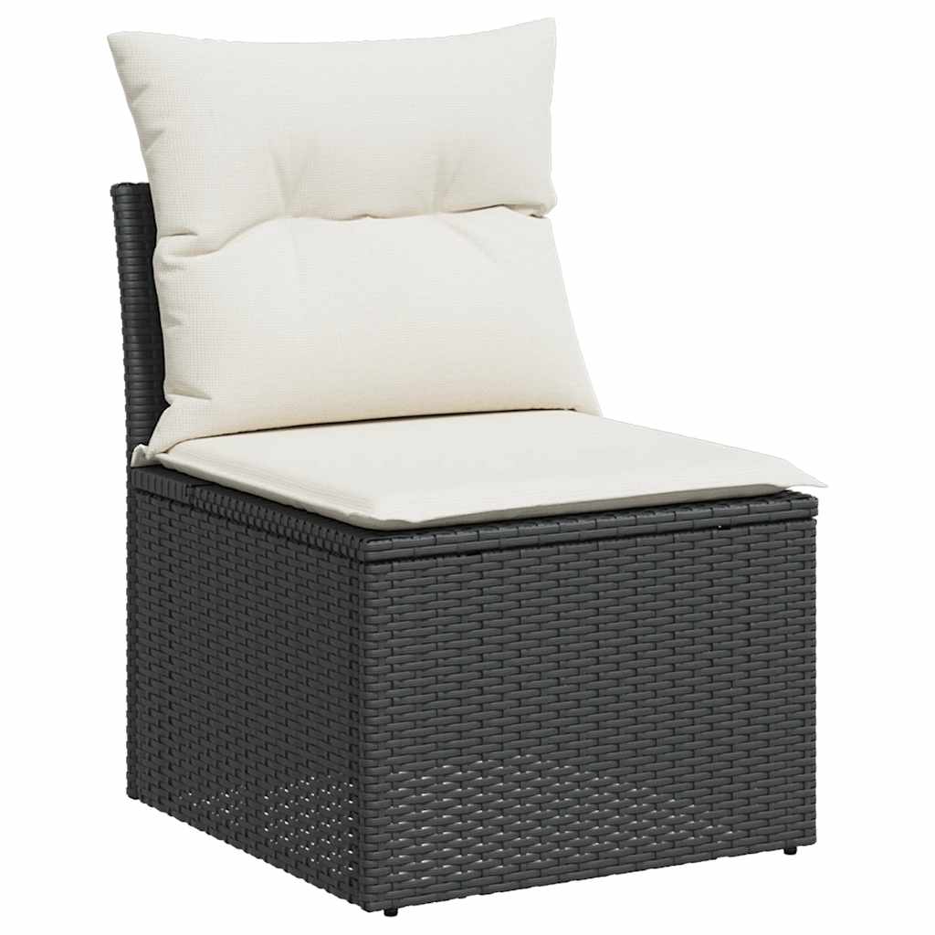 12 részes fekete polyrattan kerti ülőgarnitúra párnákkal 3