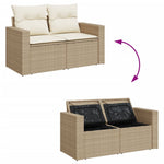 10 részes bézs polyrattan kerti ülőgarnitúra párnával 3