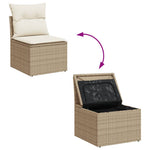 10 részes bézs polyrattan kerti ülőgarnitúra párnával 4