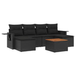 7 részes fekete polyrattan kerti ülőgarnitúra párnával 2