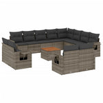 13 részes szürke polyrattan kerti ülőgarnitúra párnákkal 2