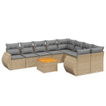 10 részes bézs polyrattan kerti ülőgarnitúra párnával 2