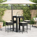 5 részes fekete polyrattan kerti bárszett párnával 3