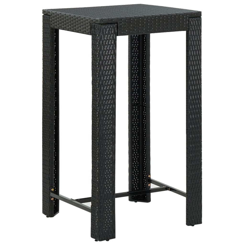 5 részes fekete polyrattan kerti bárszett párnával 5