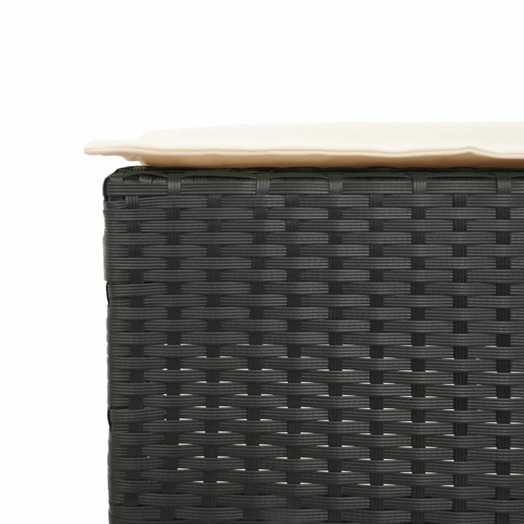 5 részes fekete polyrattan kerti bárszett párnával 6