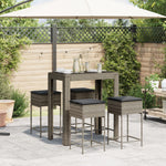 5 részes szürke polyrattan kerti bárszett párnákkal 3