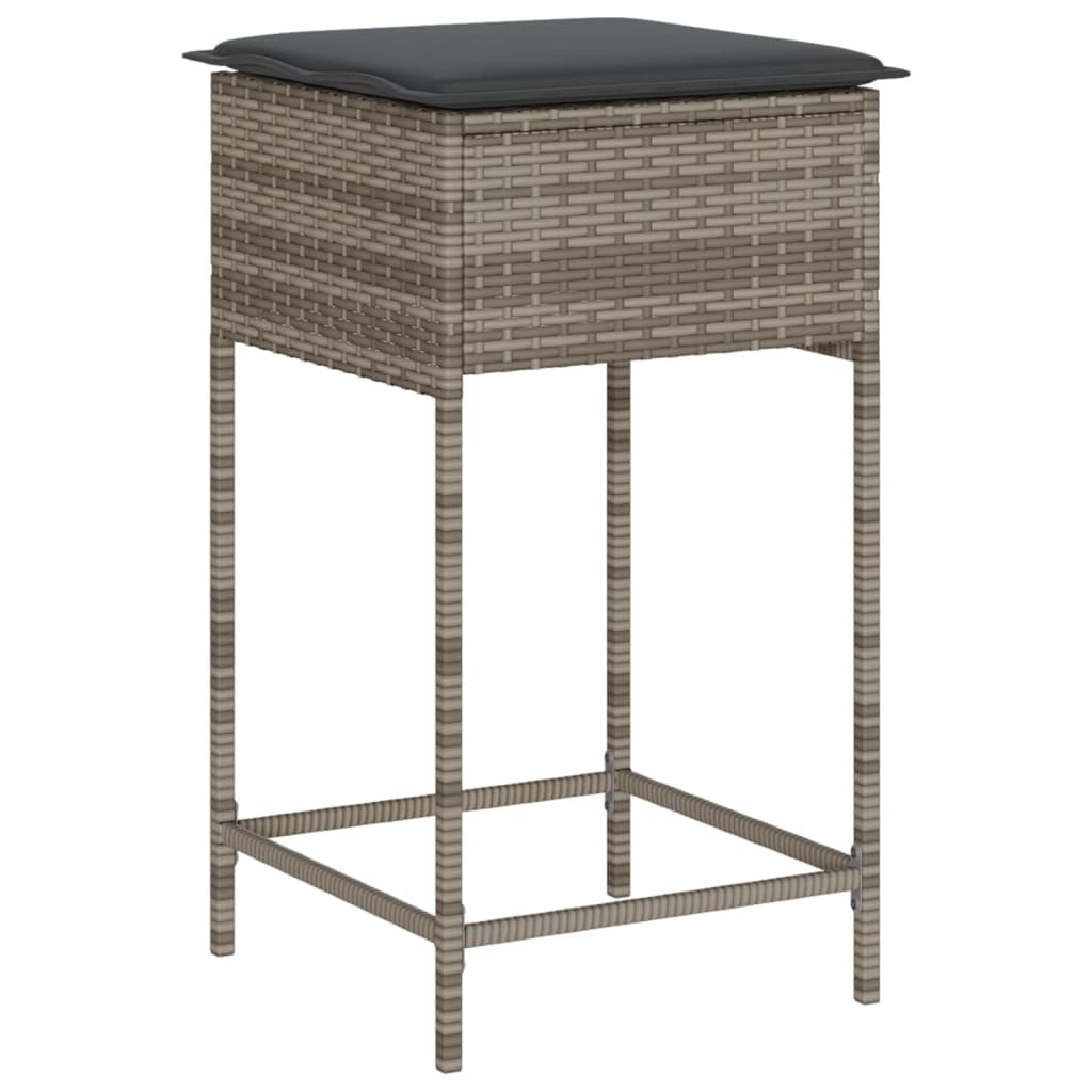 9 részes szürke polyrattan kerti bárszett párnával 4