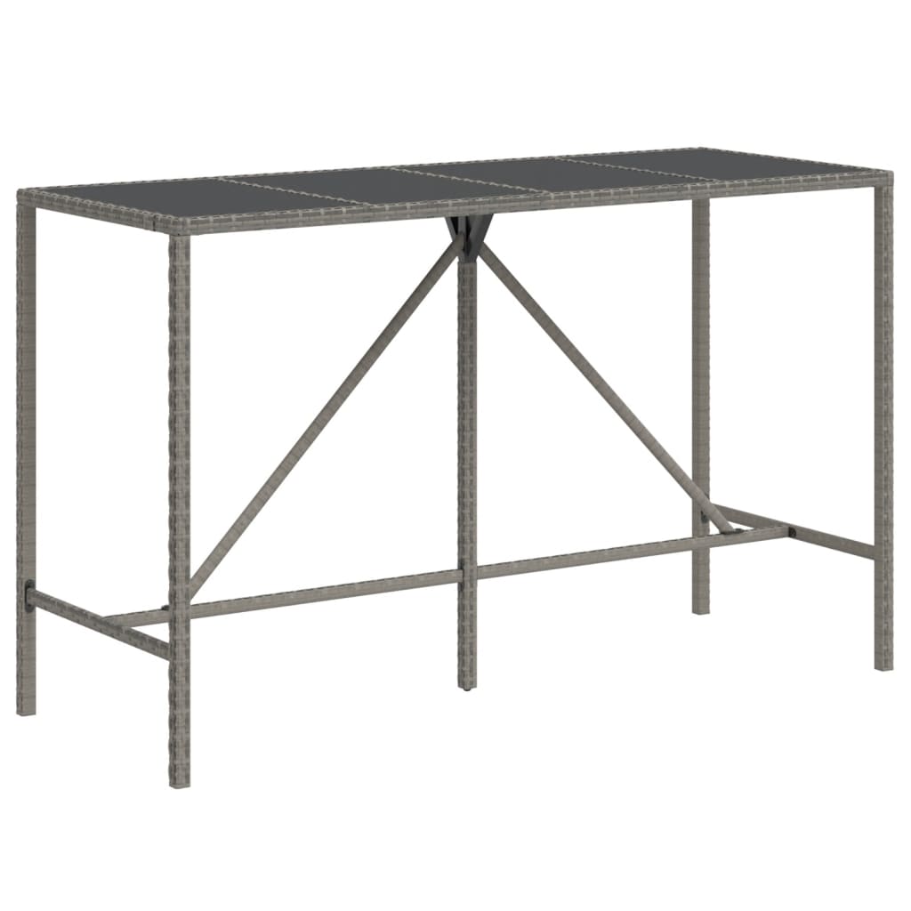 9 részes szürke polyrattan kerti bárszett párnával 5