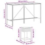 9 részes szürke polyrattan kerti bárszett párnával 8