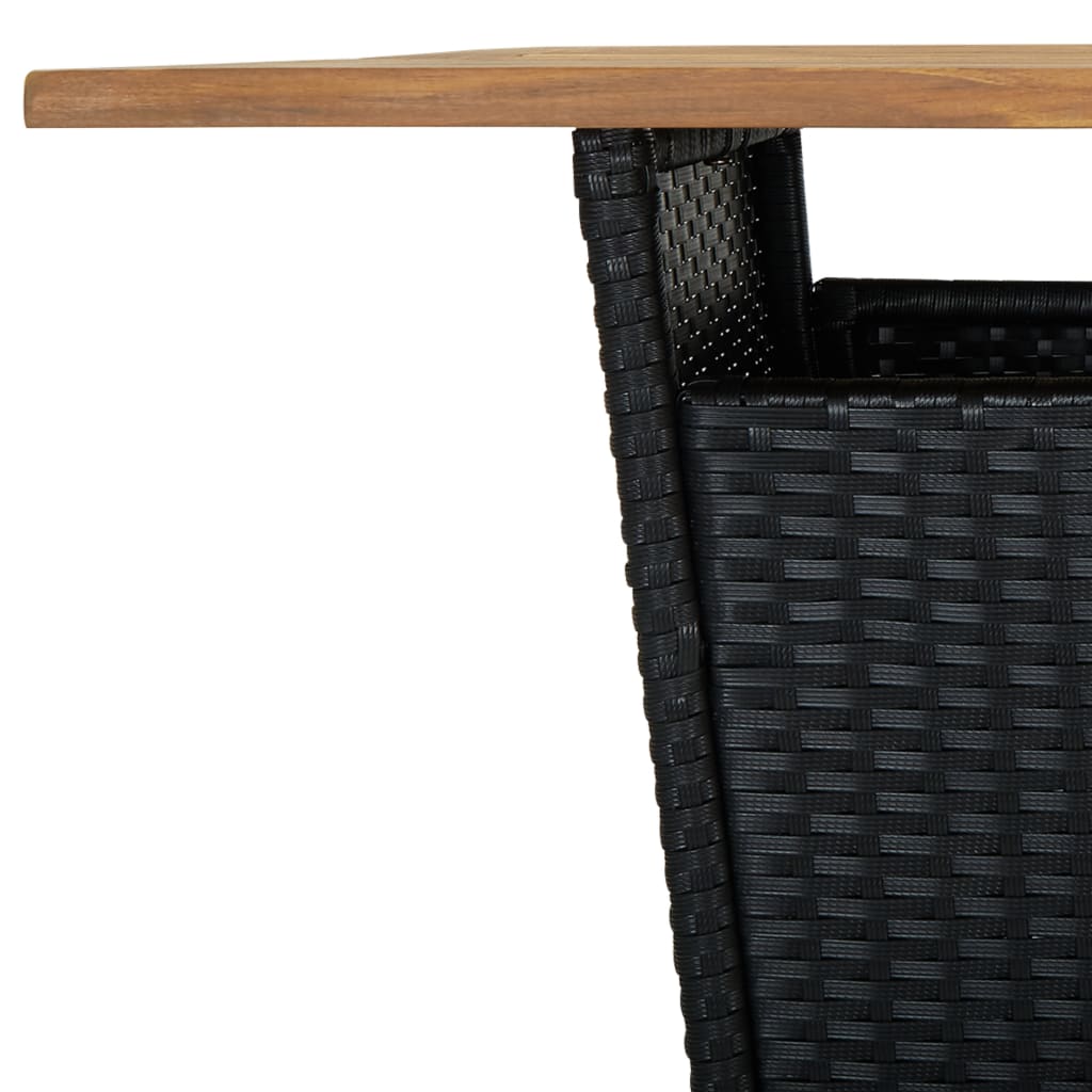3 részes fekete polyrattan kerti bárszett párnával 7