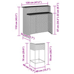 5 részes szürke polyrattan kerti bárszett párnákkal 8