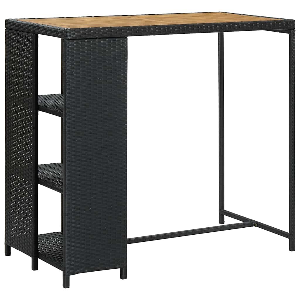 3 részes fekete polyrattan kerti bárszett párnával 5