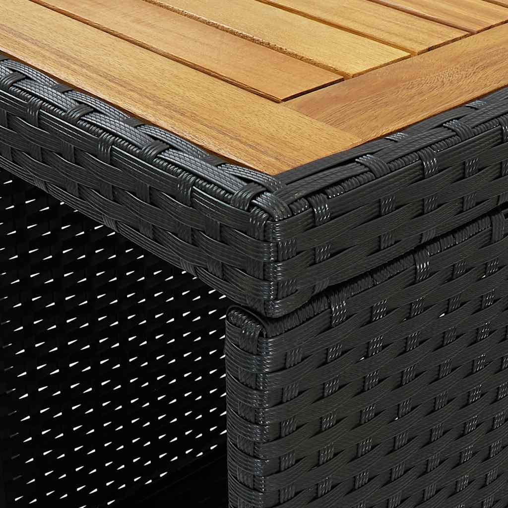 3 részes fekete polyrattan kerti bárszett párnával 7
