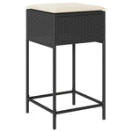 5 részes fekete polyrattan kerti bárszett párnával 4