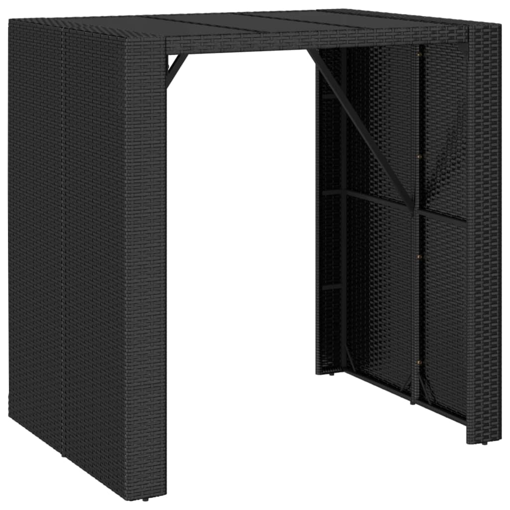 5 részes fekete polyrattan kerti bárszett párnával 5