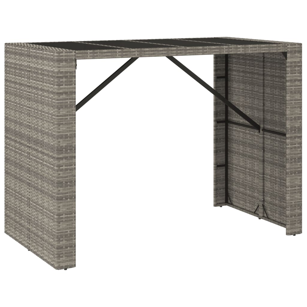 7 részes szürke polyrattan kerti bárszett párnákkal 5