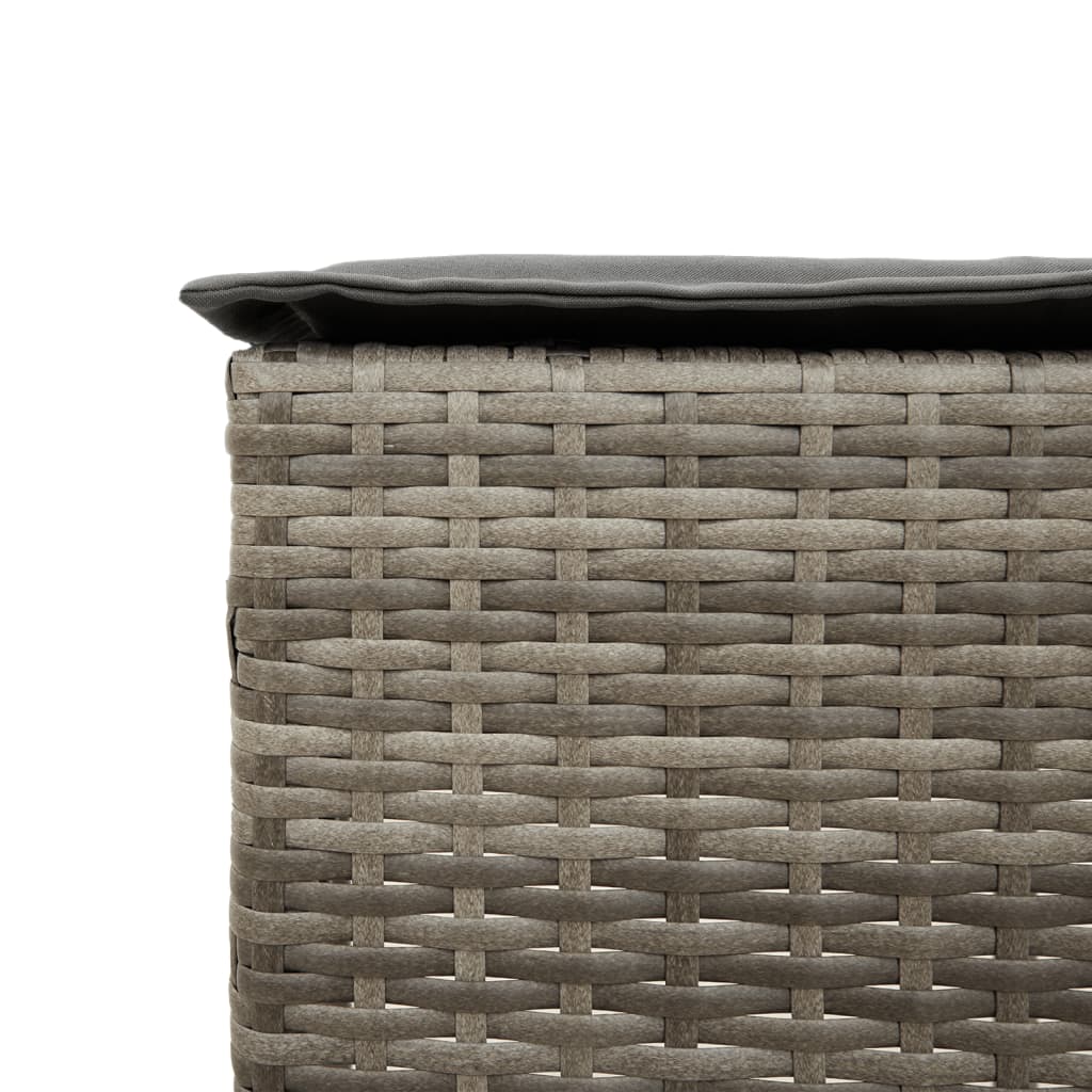 7 részes szürke polyrattan kerti bárszett párnákkal 6