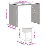 7 részes szürke polyrattan kerti bárszett párnákkal 8