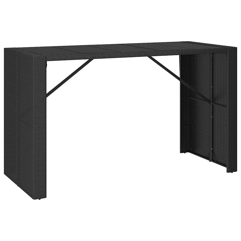9 részes fekete polyrattan kerti bárszett párnával 5