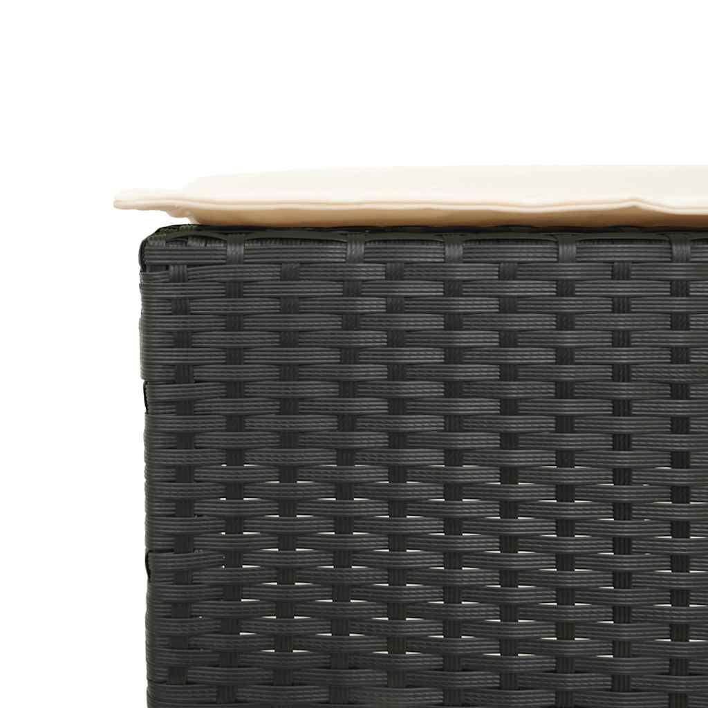 9 részes fekete polyrattan kerti bárszett párnával 6