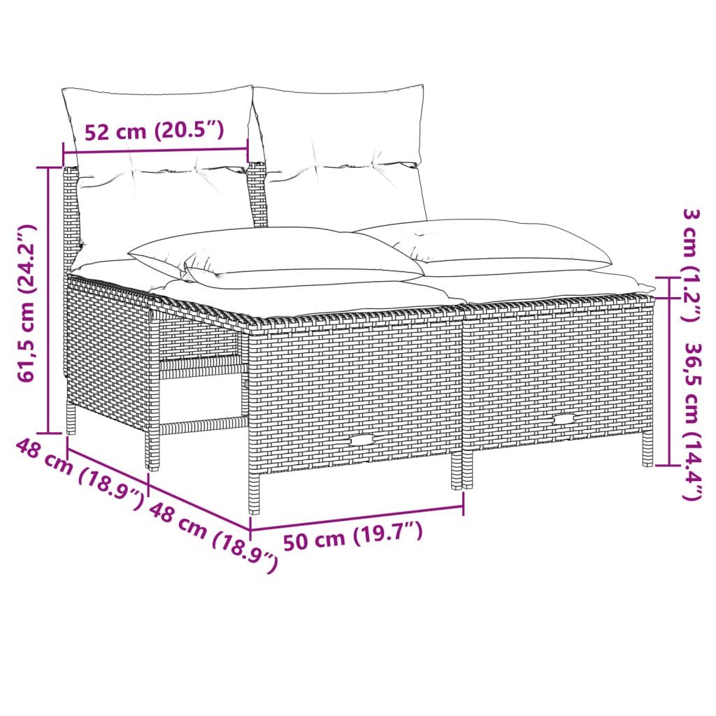 5 részes bézs polyrattan kerti ülőgarnitúra párnákkal 9