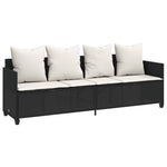 5 részes fekete polyrattan kerti kanapészett párnákkal 3