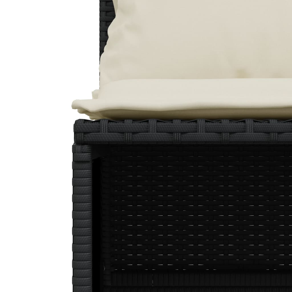 5 részes fekete polyrattan kerti kanapészett párnákkal 5