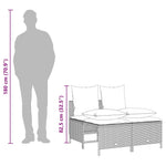 5 részes fekete polyrattan kerti kanapészett párnákkal 8