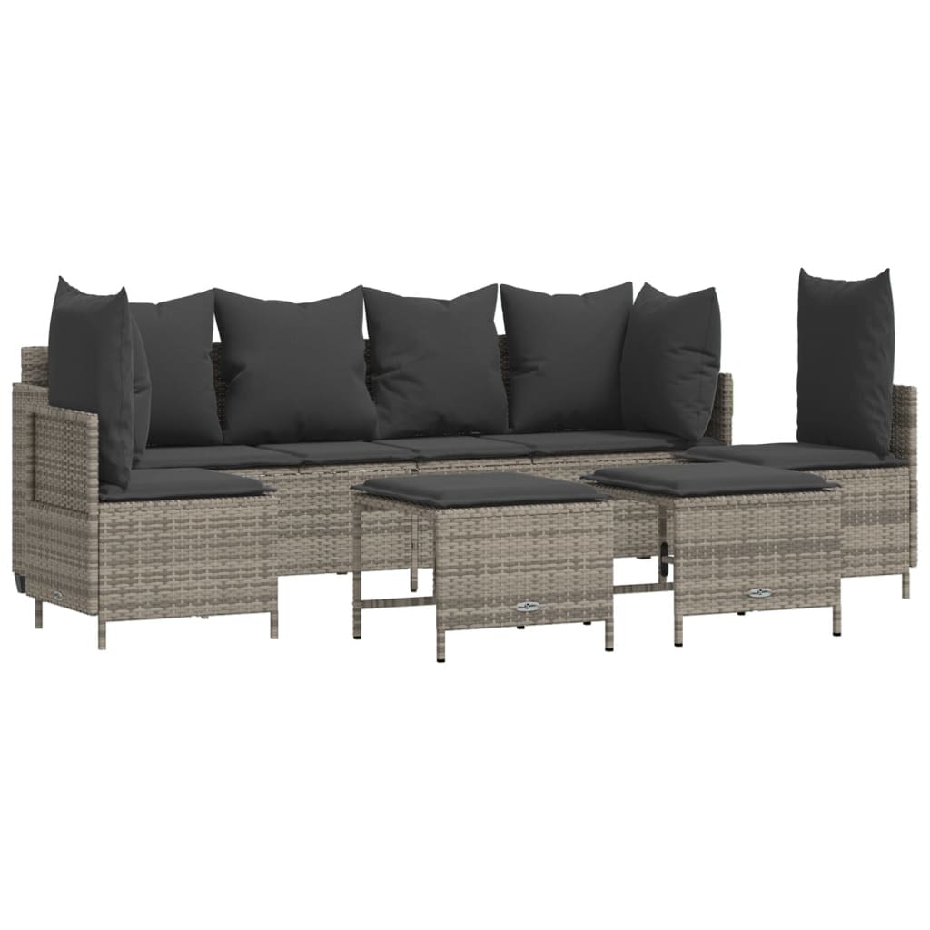 5 részes szürke polyrattan kerti ülőgarnitúra párnákkal 2