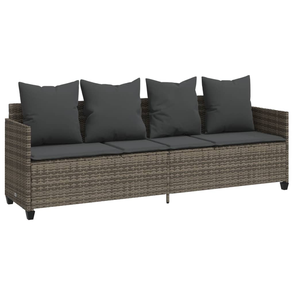5 részes szürke polyrattan kerti ülőgarnitúra párnákkal 3