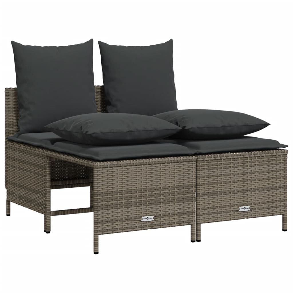 5 részes szürke polyrattan kerti ülőgarnitúra párnákkal 4
