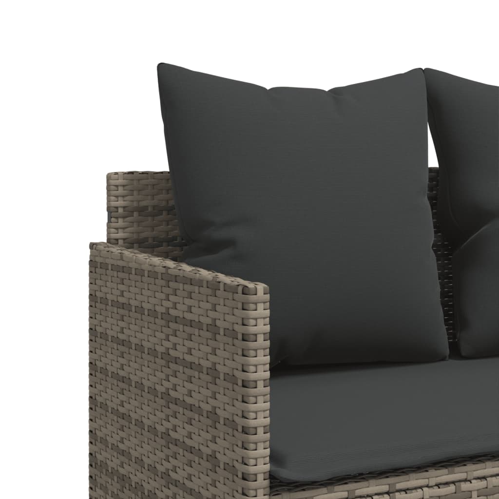 5 részes szürke polyrattan kerti ülőgarnitúra párnákkal 6