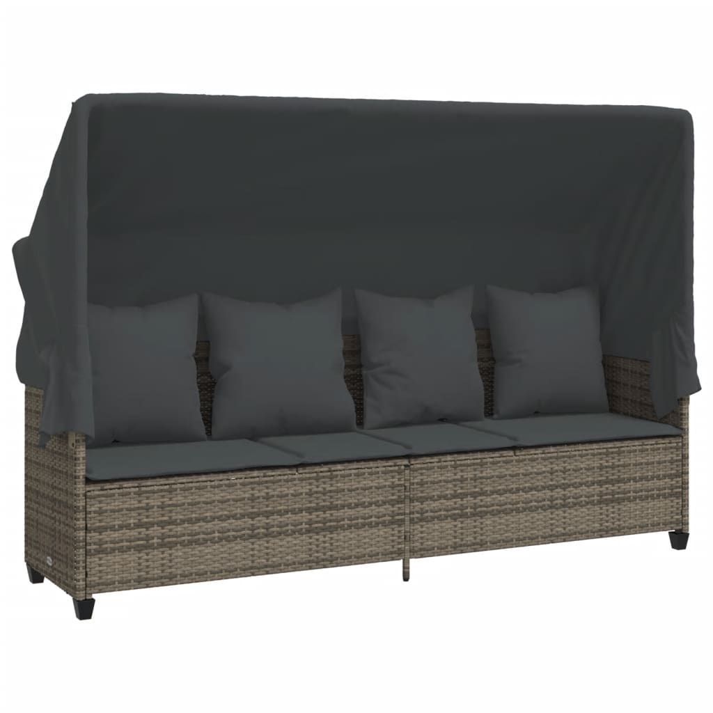 5 részes szürke polyrattan kerti ülőgarnitúra párnákkal 3