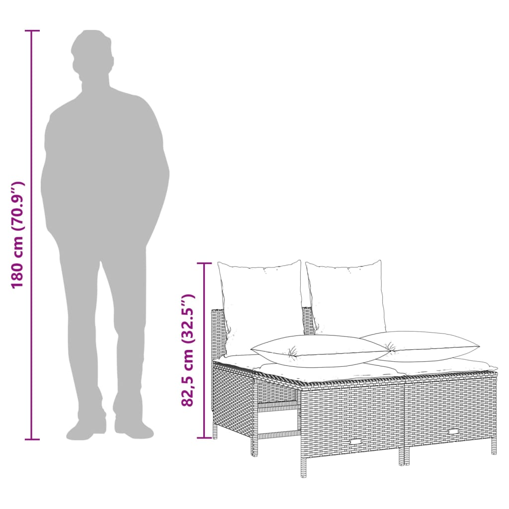 5 részes szürke polyrattan kerti ülőgarnitúra párnákkal 8