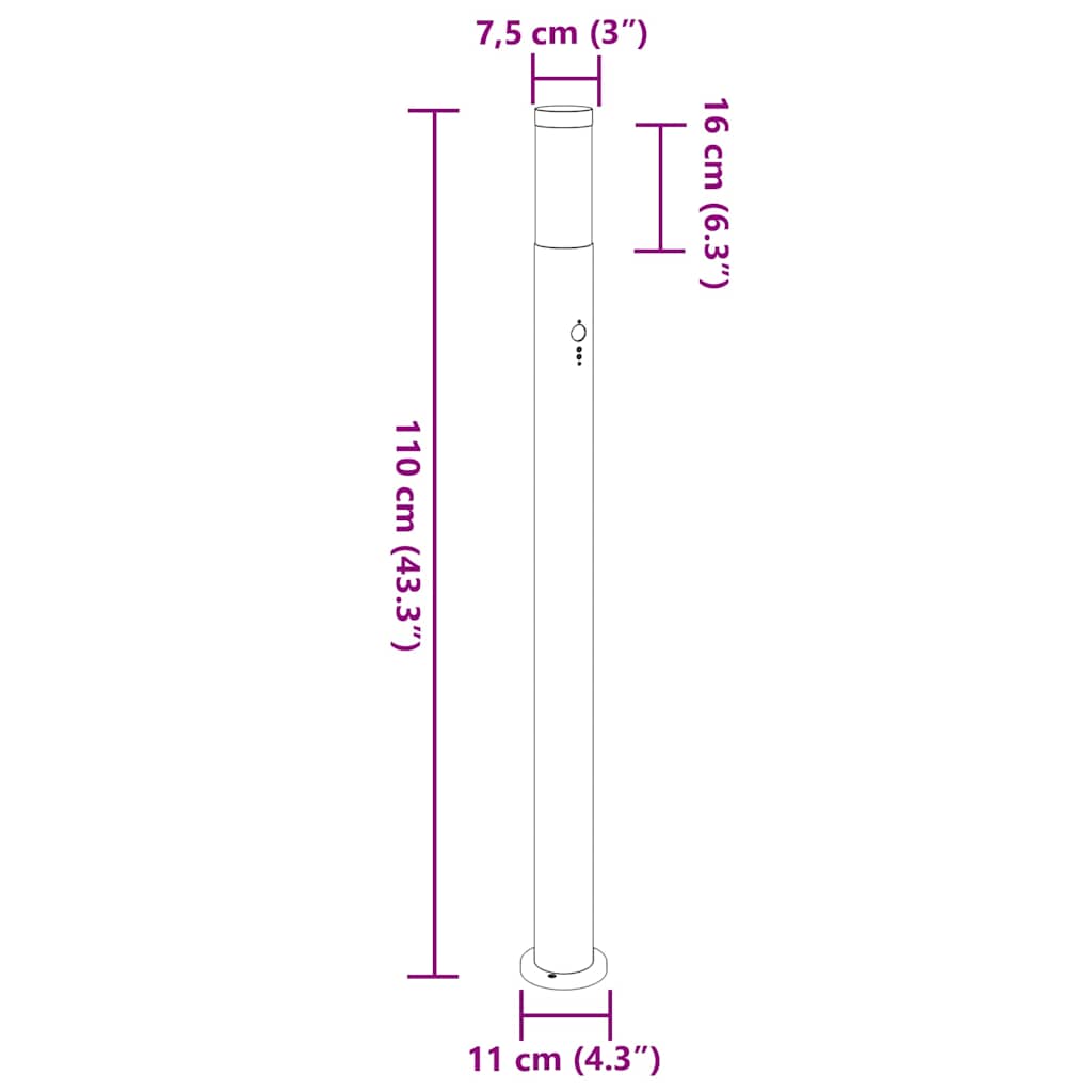 Szenzoros oszloplámpa 110 cm rozsdamentes acél IP44 11