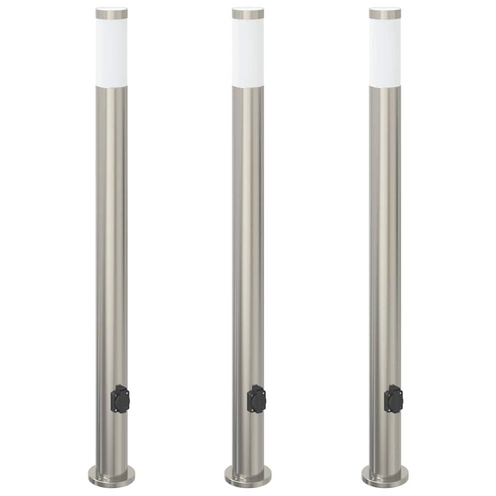 3 db rozsdamentes acélból készült konnektoros oszloplámpa 110 cm IP44 2