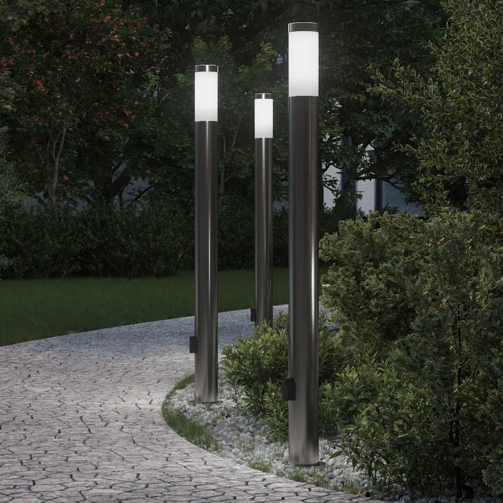 3 db rozsdamentes acélból készült konnektoros oszloplámpa 110 cm IP44