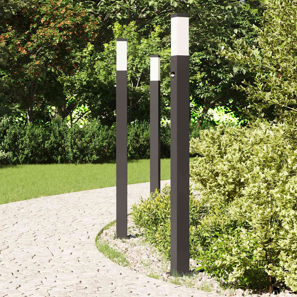 3 db szenzoros oszloplámpa 110 cm fekete IP44 3