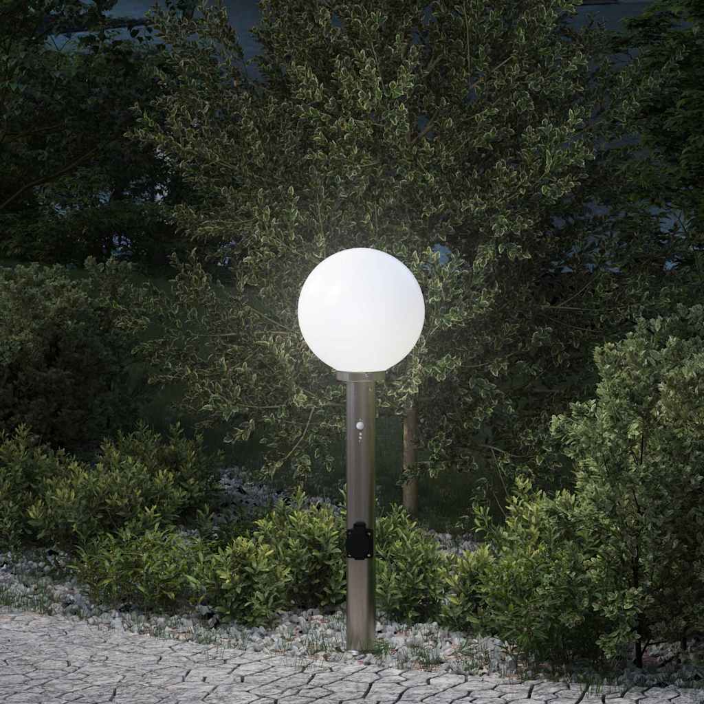 Érzékelős konnektoros oszloplámpa 80 cm rozsdamentes acél IP44