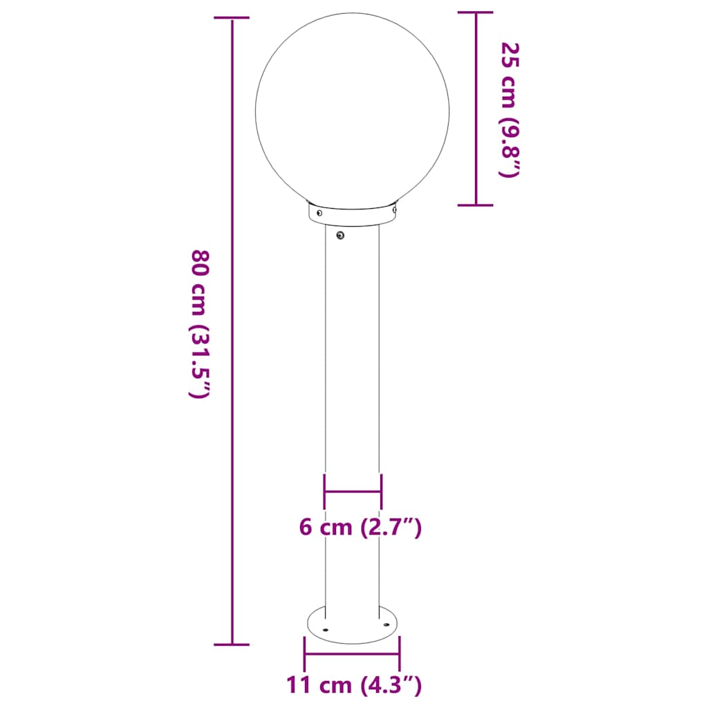 Oszloplámpa 80 cm fekete IP44 9