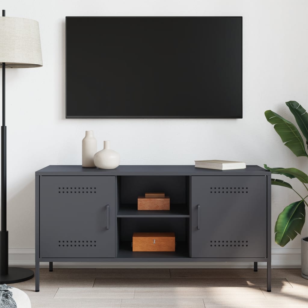 Antracitszürke acél TV-szekrény 100,5 x 39 x 50,5 cm 3