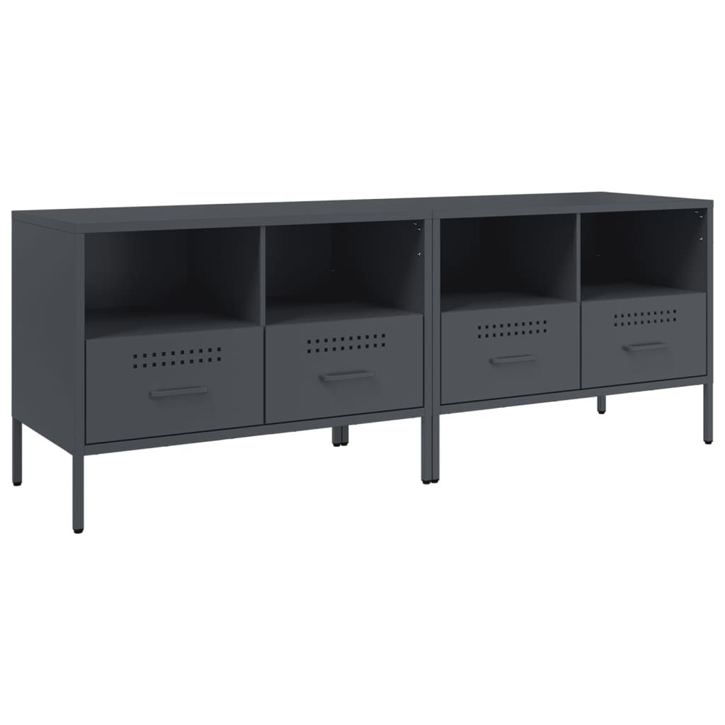 2 db antracitszürke acél TV-szekrény 68 x 39 x 50,5 cm 2